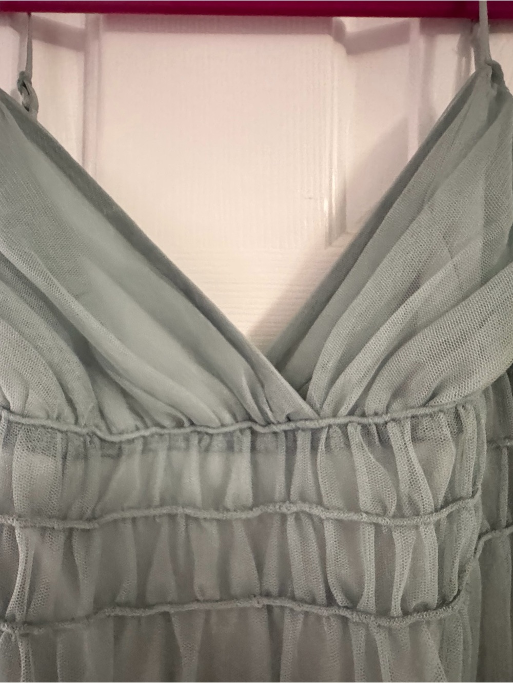Betsey Johnson Sage Green Tulle Dress with Teal Floral Hem - Picture 2 of 5